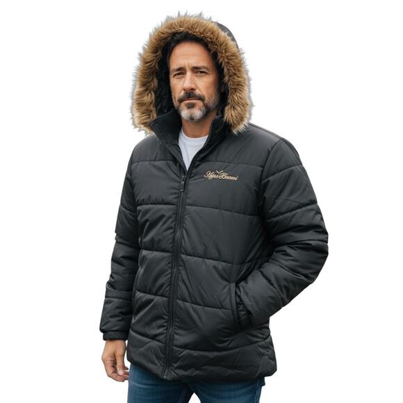 Apple Bottoms Men’s Fur Trim Double Layer Puffer Coat Size 1X Tall Streetwear - Picture 1 of 16